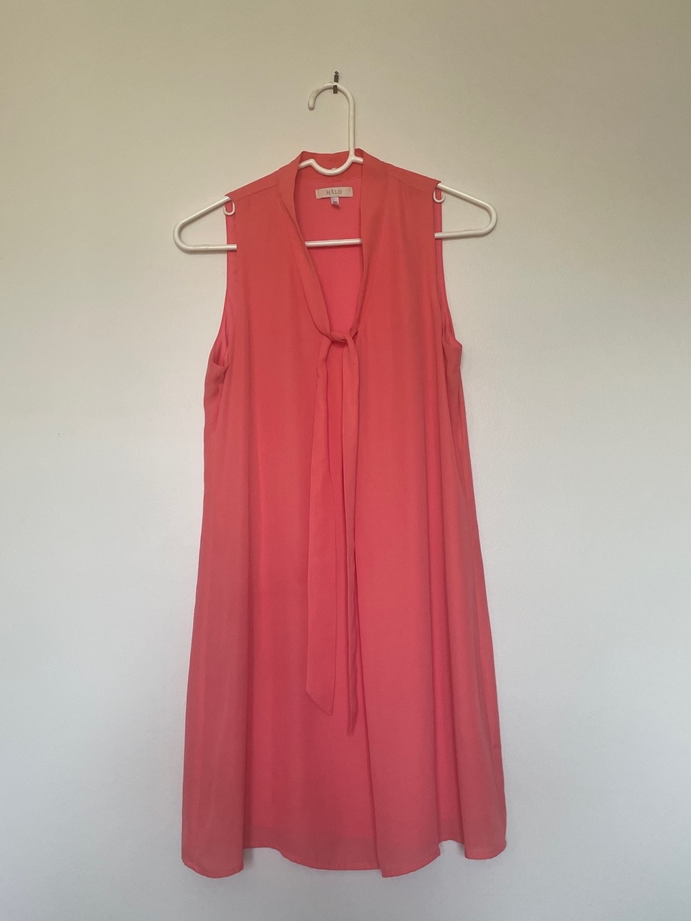 Halo Coral Sleeveless Tie-Neck Midi Dress